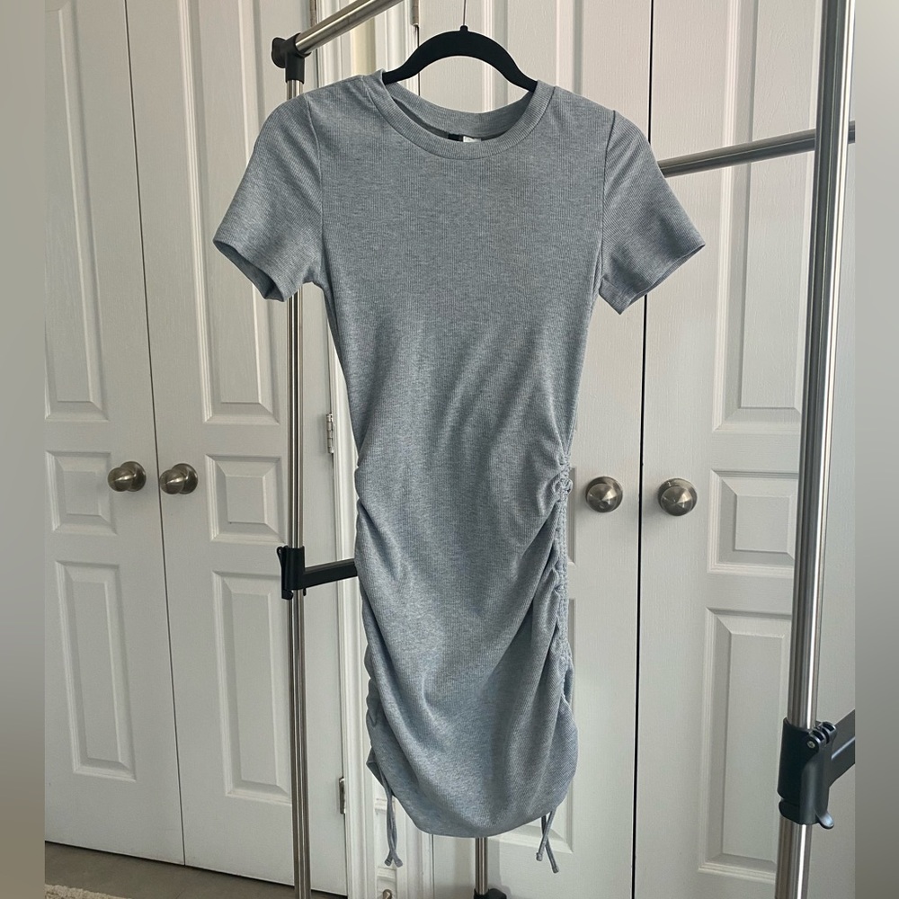 Ribbed Mini Dress with side ruching
